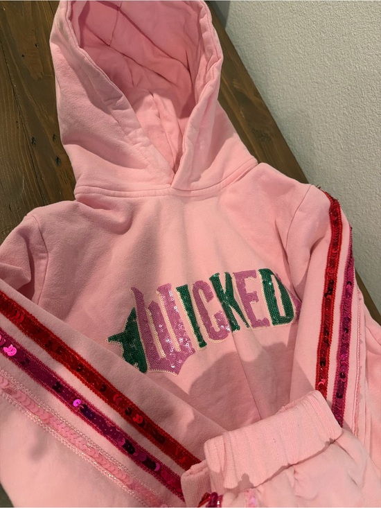 Lola + The Boys Other - Lola + The Boys Pink 'Wicked' Sequin Hooded Sweatshirt Girls 14 EUC